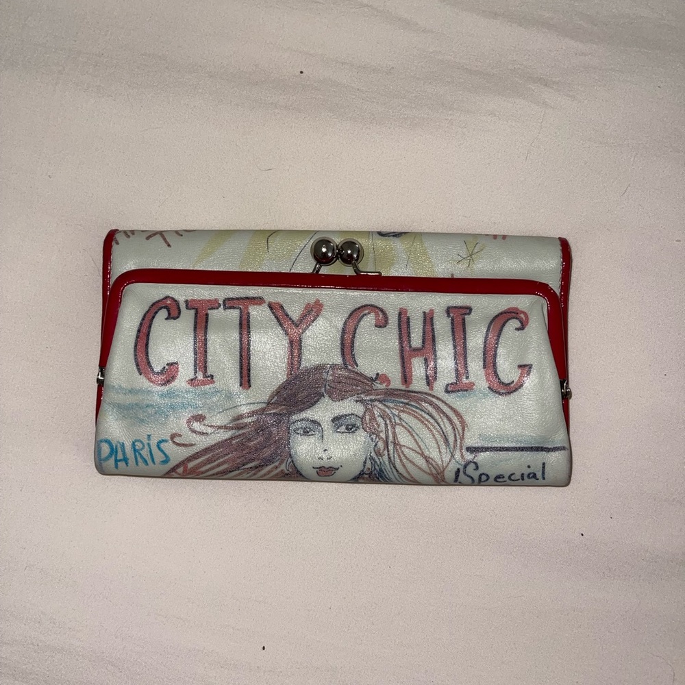 City Chic Illustrated Clutch with Red Accents